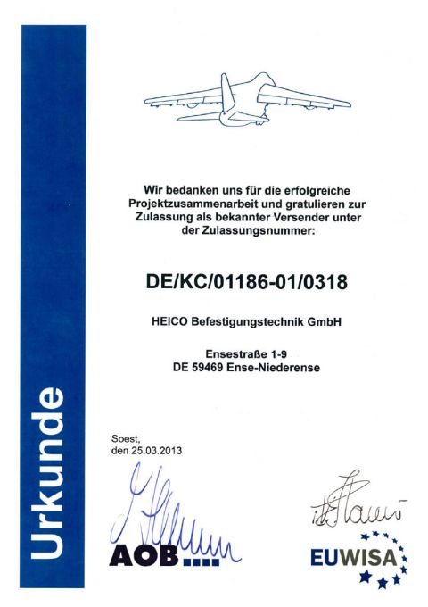 Certificado "Expedidor Conocido" DE/KC/01186-01/0318